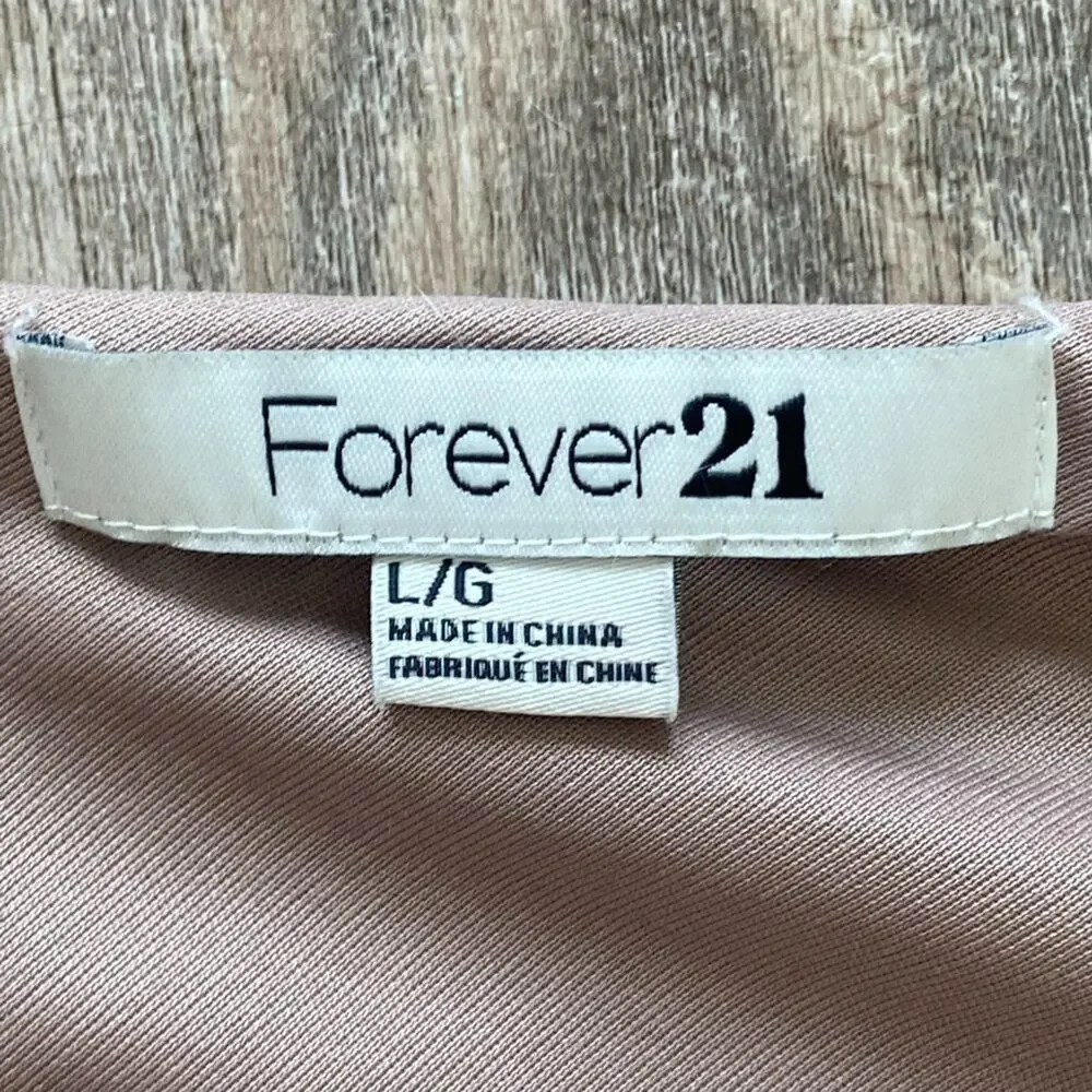 Forever 21 Metal Teardrop Embellished Taupe Nude Jersey Knit Bodycon Mini Dress